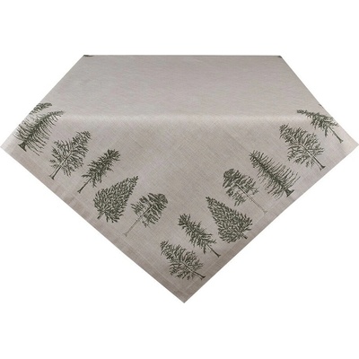 Clayre & Eef Béžový bavlna obrus so stromčekmi Natural Pine Trees 150x250 cm