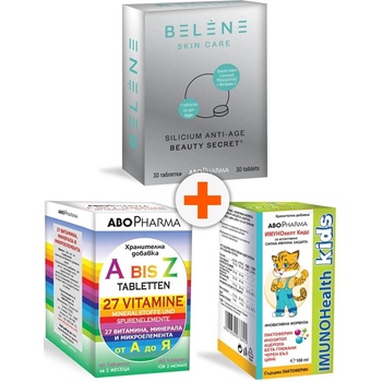 Abo Pharma Комплект А до Z + Silicium Anti-Age + Imunohealth Kids, 60 + 30 таблетки + 100 ml, Abo Pharma