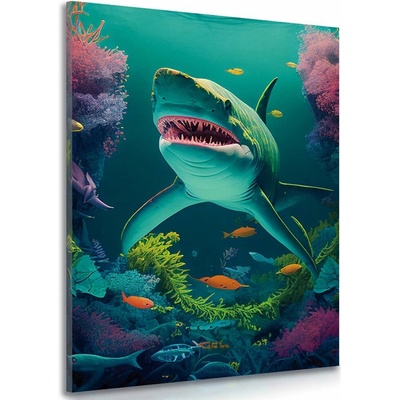 Obraz surrealistický žralok - 100x150