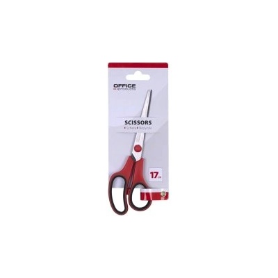 Office Products Ножица с гумирани дръжки 17см черна/червена