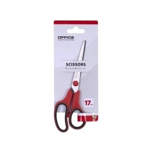 Office Products Ножица с гумирани дръжки 17см черна/червена