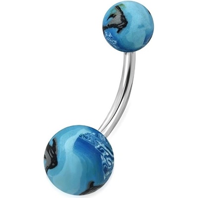 Šperky eshop piercing do pupíku z oceli kuličky fiMO s motivem oceánu ryba Z26.01
