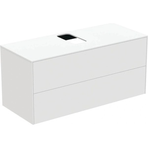 Ideal Standard Atelier Conca матово бял стенен шкаф с 2 чекмеджета и плот с централен изрез 120 см (T3943Y1)