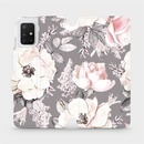 Pouzdro Mobiwear parádní flip Samsung Galaxy A51 - MX06S Květy na šedém pozadí