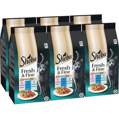 Sheba Fresh & Fine консерви за котки, пиле, пъстърва и сьомга 6 x (6x50 g)