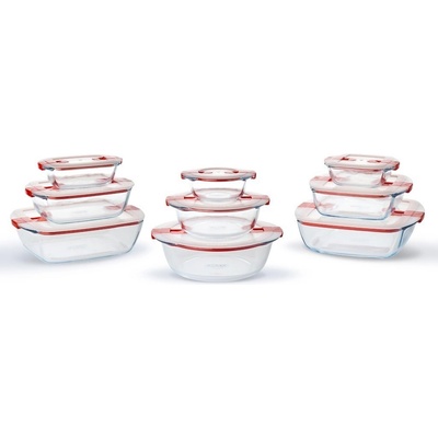 Pyrex 913S186/WB41 Cook & Heat set 9 sklenených misiek s viečkami
