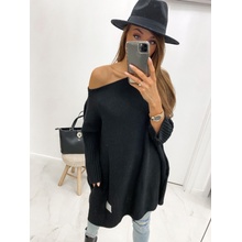 Dámský luxusní prodloužený svetr SW06-20 černý