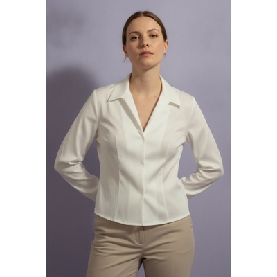 Boohoo dámská halenka s dlouhým rukávem a límečkem elegantní business bílá
