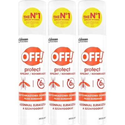 Off! Protect Repelent proti komárům a klíšťatům až na 8 hodin 3 x 100 ml