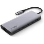 Belkin Connect 7-in-1 USB-C Multiport Hub PD - мултифункционален хъб за свързване на допълнителна периферия за устройства с USB-C (тъмносив)