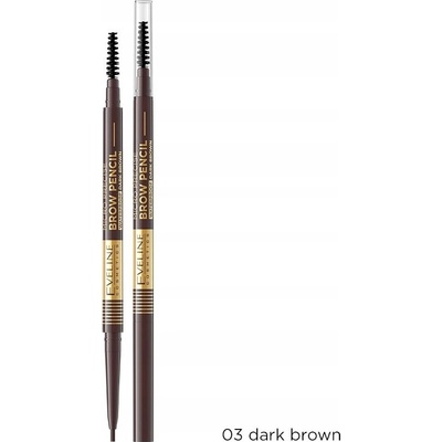 Eveline Cosmetics Micro Precise vodeodolná ceruzka na obočie s kefkou 2 v 1 03 Dark Brown 4 g