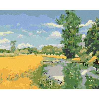 zuty Malování Podle Čísel Řeka Protékající Krajinou V Době Sklizně H. A. Brendekilde 40 x 50 Cm