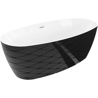 Mexen Olea свободностояща вана модел 170 x 80 cm, бяла/черна, преливник никел мат - 52821708075-97 (52821708075-97)