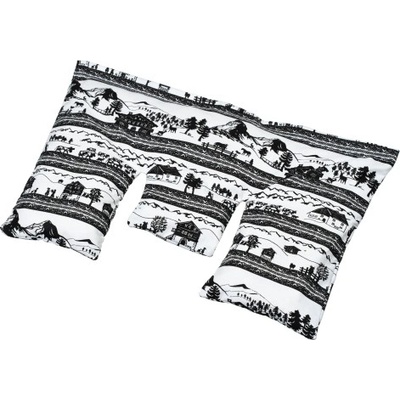 TORF Възглавница за врата с пшенично зърно, черно-бяло село, 40 x 25 см