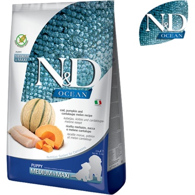 N&D Ocean Puppy Medium & Maxi Grain Free Codfish & Pumpkin & Melon 2,5 kg