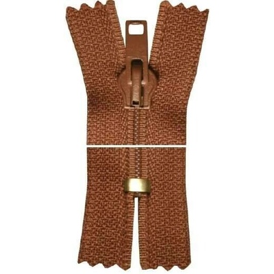 Spirálový zip, nedělitelný - 20cm - hnědý - YKK - BALENÍ 10 ks