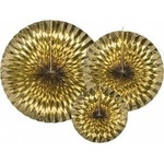 Party Deco Decorative rosettes, gold (1 op. /3 pcs. )