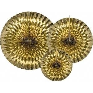 Party Deco Decorative rosettes, gold (1 op. /3 pcs. )