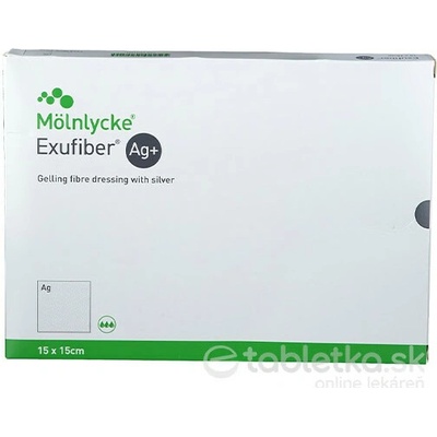 Exufiber Ag+ 15 x 15 cm krytie na rany so striebrom 10 ks