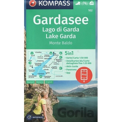 KOMPASS Wanderkarte Gardasee, Lago di Garda, Lake Garda, Monte Baldo 1:50 000