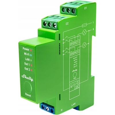 Shelly Pro Dimmer 2PM - dvoukanálový stmívací modul (LAN, WiFi, Bluetooth)