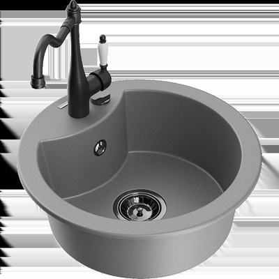 Diego гранитна мивка с 1 отделение и кухненски смесител Carla, сив - 6512-71-670700-70-B (6512-71-670700-70-B)