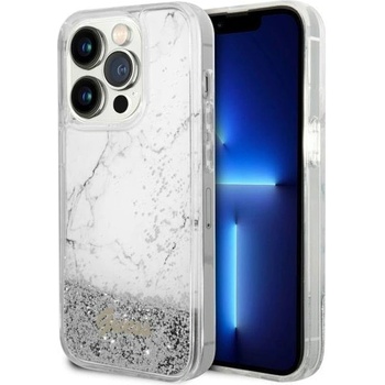 GUESS Кейс Guess GUHCP14LLCSGSGH за iPhone 14 Pro 6.1", бял / бял, твърд, Liquid Glitter Marble (GUE002802-0)