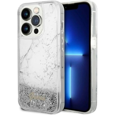 GUESS Кейс Guess GUHCP14LLCSGSGH за iPhone 14 Pro 6.1", бял / бял, твърд, Liquid Glitter Marble (GUE002802-0)