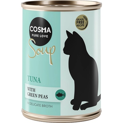 Cosma 24х100г Soup Cosma, консервирана храна за котки - риба тон с грах