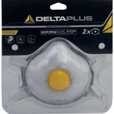 Delta Plus Респиратор delta m2fp2vw / ffp2, с клапан, защита от органични пари, 2 броя в опаковка - бял, регулируем (m2fp2vw)