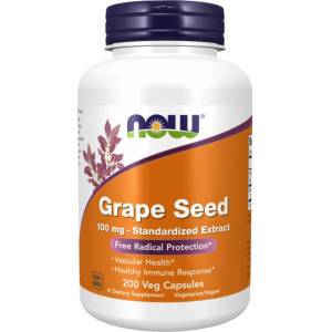 NOW Grape Seed 100 mg | Standardized Extract [200 капсули]