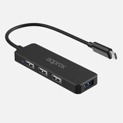 Approx USB HUB - Type-C 4in1 HUB (3db USB2.0, 1db USB3.0) Black APPC48V2 (APPC48V2)