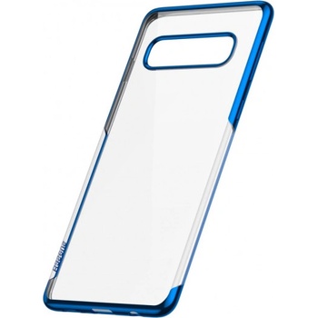 Pouzdro Baseus plastové čiré s rámečkem Samsung Galaxy S10 Plus - modré
