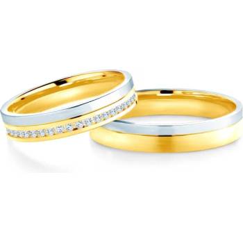 Image 1 of SAVICKI Сватбени халки: двуцветно злато, полукръгъл профил 5 мм