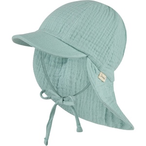 Sterntaler Детска шапка с козирка Sterntaler Kids' Peaked Cap with Neck Flap Muslin, Tie Cap - Helltürkis - размер 47 cm (904-3662-0713)