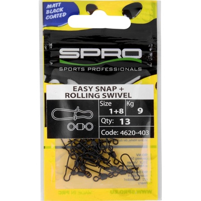 SPRO Karabina s obratlíkem Matte Black Easy Snap + Rolling Swivel vel.0+10 8kg 13ks – Zboží Mobilmania