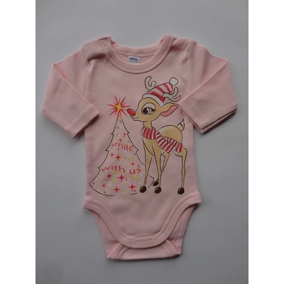 САЛИ / Индиго Кидс Боди с дълъг ръкав в розово Еленче, 62, 68