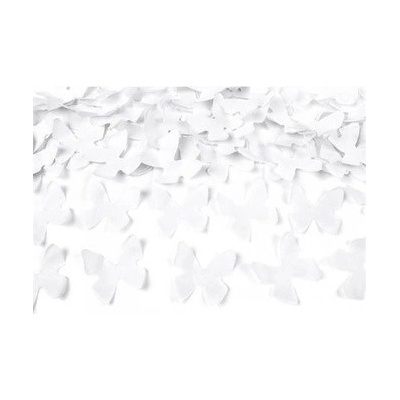 PartyDeco Vystreľovacie konfety a stužky Motýle biele 40cm