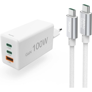Hama Зарядно HAMA 200027, 100W GaN, 2x USB-C PD, 1x USB-A QC (200027)