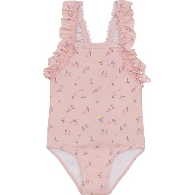 Dievčenské jednodílné plavky Color Kids Coral Blush Kytičky