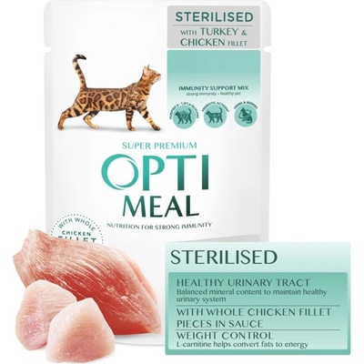 OPTIMEAL for Sterilised cats with turkey and chicken fillet in sauce 12 x 85 g