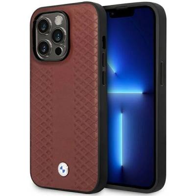 BMW Кейс BMW BMHMP14L22RFGR за iPhone 14 Pro 6.1", бордо / бордо, Leather Diamond Pattern MagSafe (BMW000579-0)