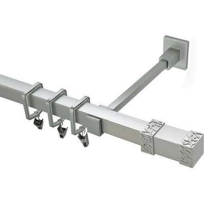 OK-GarnýžeCZ - Garnýž kovová hranatá jednořadá 20x20mm Roma satina 300 cm do stěny / na tunýlek - bez kroužků