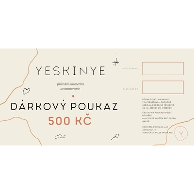 Yeskinye.cz YESKINYE Dárkový poukaz 1 ks Papírový dárkový poukaz: 500 Kč