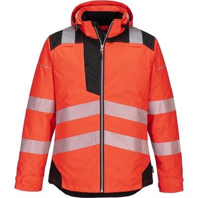 PortWest HI-VIS PW3 T400 reflexní zimní bunda do deště HV červená /černá