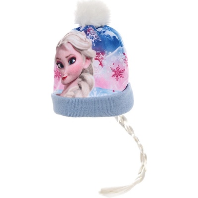 SUN CITY kulich čepice Frozen Ledové království s copem modrá