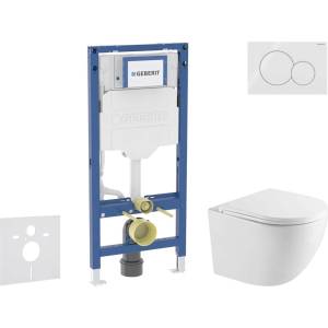 Geberit Duofix - Комплект за монтаж пред стена, тоалетна Oudee и седалка със система „softclose, бутон Sigma01, алпийско бяло SANI11CA3195 (SANI11CA3195)