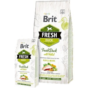 Brit Brit Fresh Duck with Millet Adult Run & Work за активни кучета от всички породи, с прясно патешко месо, тиквички и спанак 2.5kg