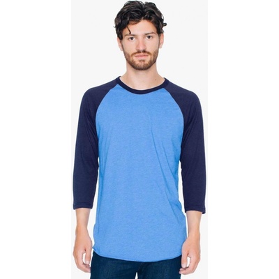 Baseball tričko s 3/4 rukávy American Apparel modré jezero žíhané námořnická modrá