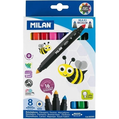 MILAN Двувърхи флумастери MILAN Maxi Bicolor 16 цв